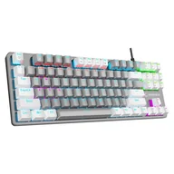 Klawiatury - Rampage Klawiatura gamingowa mechaniczna Snug RGB KRGD Blue szaro-biała SNUGK14BS-GW - miniaturka - grafika 1