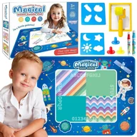 Maty edukacyjne - WOOPIE Mata Wodna do Malowania XXL 100x80cm Kosmos Niebieska - miniaturka - grafika 1