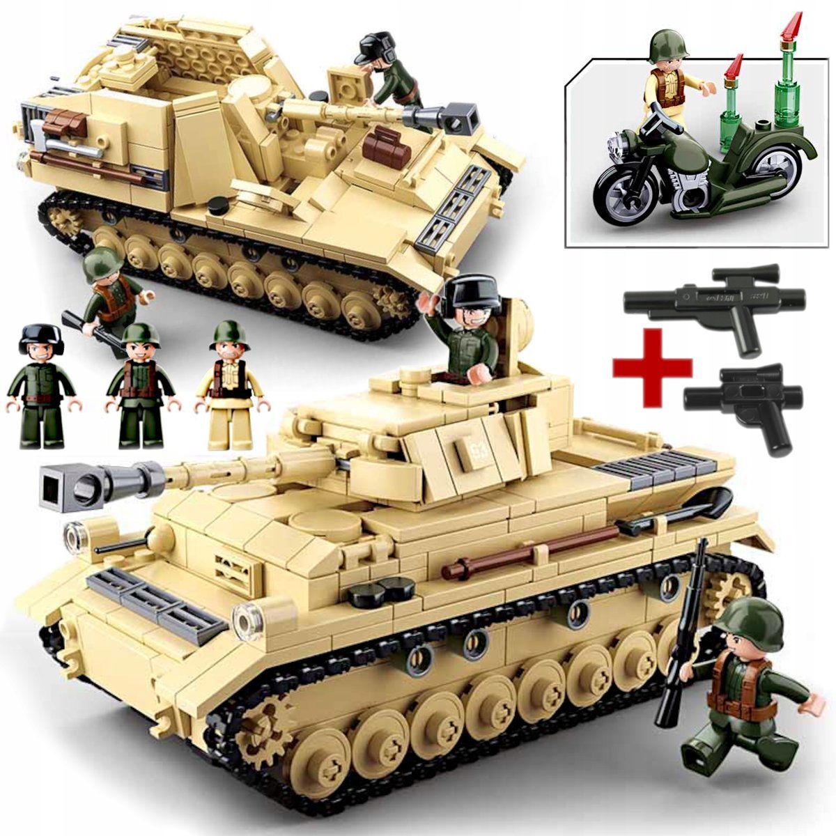 Klocki Czołg Niemiecki Pzkpfw Iv / Nashorn 2w1 Wwii German Wojsko+lego Broń