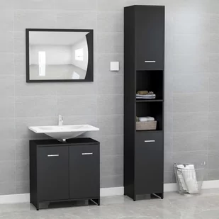 vidaXL vidaXL 3-częściowy zestaw mebli łazienkowych, czarny, płyta wiórowa 8720286166185 - Meble łazienkowe - miniaturka - grafika 1