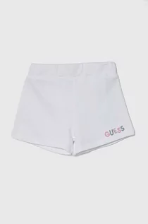 Spodnie i spodenki dla dziewczynek - Guess szorty bawełniane dziecięce kolor biały z aplikacją - grafika 1