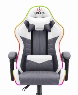Fotel Gamingowy Hell'S Chair Hc- 1004 Led Szary Biały Tkanina - Fotele gamingowe - miniaturka - grafika 1