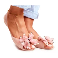 Baleriny - Gumowe Balerinki Meliski Lu Boo Kokardy Różowe Bindy - ButyModne - miniaturka - grafika 1