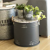 Pozostałe ozdoby ogrodowe - Tajemniczy Ogród Tajemniczy Ogród Beczka antracytowa z funkcją donicy L 49,5x50 cm - miniaturka - grafika 1