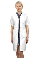 Odzież medyczna - Fartuch medyczny lekarski damski śnieżnobiały krótki rękaw M1rk 38 - miniaturka - grafika 1