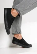 Trampki damskie - Czarne Trampki Lakelet - Renee - miniaturka - grafika 1