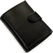 Portfele - Solier Elegancki czarny skórzany męski portfel SOLIER - miniaturka - grafika 1