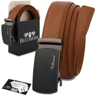 Pasek męski skórzany klamra automatyczna brązowy Beltimore A47 brązowy, beżowy r.115-130 cm - Paski Pasek męski skórzany klamra automatyczna brązowy Beltimore A47 brązowy, beżowy r.115-130 cm - Paski - miniaturka - grafika 1