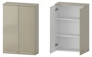 Szafka nad Pralkę RON 60 cm 2D90 - Cappuccino Wysoki Połysk - Uchwyty Białe Matowe - Szafki łazienkowe - miniaturka - grafika 1