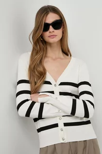 Swetry damskie - Guess kardigan damski kolor biały lekki - grafika 1