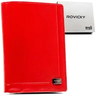 Portfele - Czerwony portfel damski skórzany bez zapięcia ROVICKY składany pionowy karty gotówka elegancki - miniaturka - grafika 1