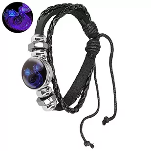 Bransoletka ze znakiem zodiaku wodnik biżuteria dla mężczyzn i kobiet unisex bransoletka czarna - Bransoletki - miniaturka - grafika 1