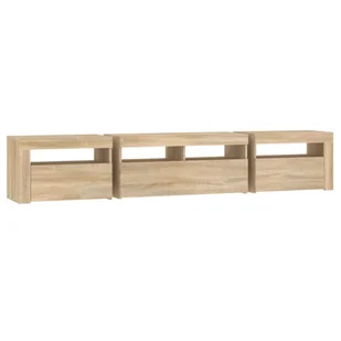 Lumarko Szafka pod TV z oświetleniem LED, dąb sonoma, 210x35x40 cm - Szafki RTV - miniaturka - grafika 9