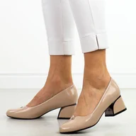 Czółenka - Beżowe czółenka damskie na obcasie Vinceza 62227 - miniaturka - grafika 1