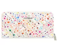 Portfele - Portfel damski Adele, skórzany beżowy w kolorowe koła - miniaturka - grafika 1