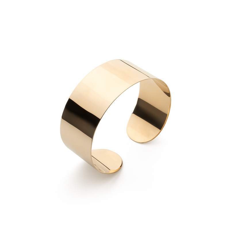 Damska szeroka polerowana bransoletka srebro 925 : Srebro - kolor pokrycia - Pokrycie żółtym 18K złotem, Sztywne bransoletki - damski rozmiar - M - ..