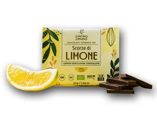 Cacao Crudo Raw Ciemna czekolada ze skórką cytryny, BIO, 30 g - Czekolada Cacao Crudo Raw Ciemna czekolada ze skórką cytryny, BIO, 30 g - Czekolada - miniaturka - grafika 1