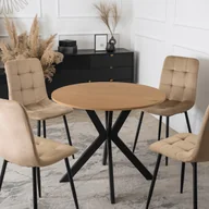 Stoły - Stół Okrągły LAUREN 90 cm Dąb Złoty/Czarny Loft Nowoczesny - miniaturka - grafika 1