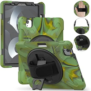 Etui na iPad Pro 11 (2018/2020/2021/2022), wojskowe, wytrzymałe 3-odporne na uderzenia etui ochronne z paskiem na rękę, uchwytem na długopis i stojakiem kamuflażowym - Etui do tabletów - miniaturka - grafika 1