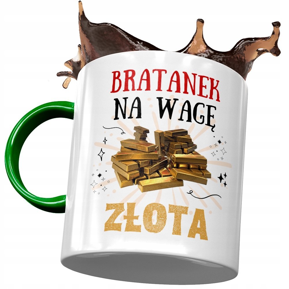 Kubek Zielony Dla Bratanka Syna Brata Prezent z Nadrukiem ze Zdjęciem + Opakowanie na prezent (wzór 01)