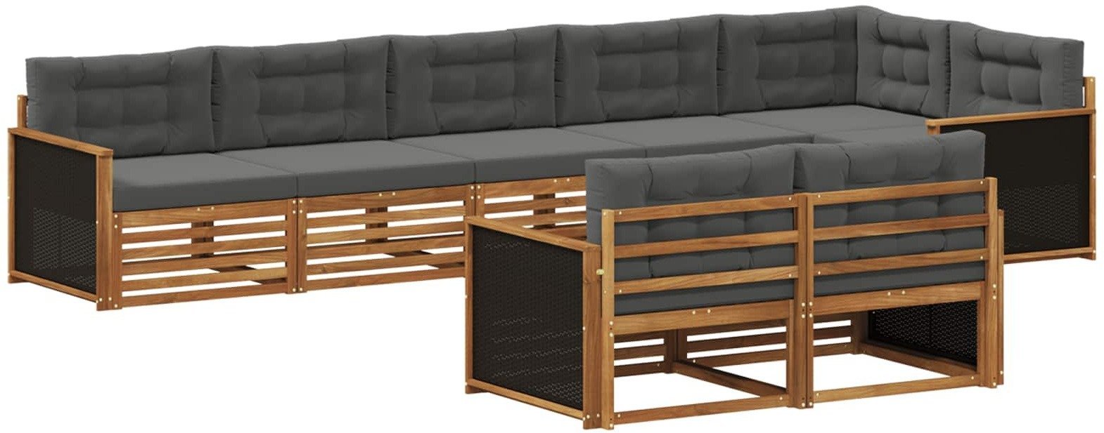 vidaXL Zestaw sof na zewnątrz z poduszką 8 pcs Naturalny i Antracytowy