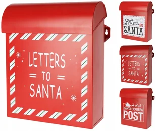 Skrzynka na listy do Św. Mikołaja 29cm świąteczna metalowa - Ozdoby bożonarodzeniowe - miniaturka - grafika 1