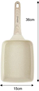 Patelnia prostokątna z powłoką nieprzywieralną, beżowa z drewnianą rączką, 36x15x4cm, Klausberg, KB-7815 - Patelnie - miniaturka - grafika 1