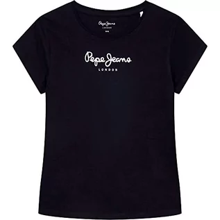 Koszulki dla dziewczynek - Pepe Jeans Koszulka dziewczęca Wenda, czarna, 14 lat, Czarny, 14 lat - grafika 1