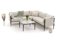 Meble ogrodowe - Zestaw mebli ogrodowych aluminiowe nowoczesne narożnik BELIZE beżowo biały - miniaturka - grafika 1