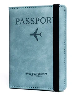 Funkcjonale etui na paszport PETERSON niebieskie ze skóry ekologicznej zamykane elastyczną gumką etui na karty dokumenty kieszonki na karty SIM - Etui na dokumenty i karty - miniaturka - grafika 1