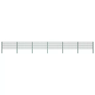 vidaxl Panel ogrodzeniowy ze słupkami, żelazny, 10,2 x 0,8 m, zielony 278609 - Ogrodzenia - miniaturka - grafika 1