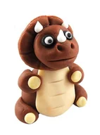 Dodatki do ciast w proszku - FIGURKA CUKROWA DEKORACJA URODZINY TORT DINOZAUR ozdoby na tort dino brąz - miniaturka - grafika 1