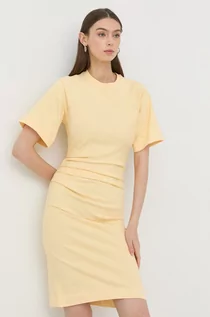 Sukienki - Tiger of Sweden sukienka bawełniana kolor żółty mini dopasowana - - grafika 1