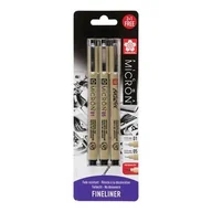 Cienkopisy - Zestaw 3 Cienkopisy Pigma Czarne BLISTER 01 , 05, BRUSH - miniaturka - grafika 1