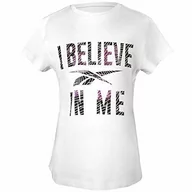 Koszulki dla dziewczynek - Reebok T-shirt Big Believe, White, L, unisex, dziecięcy, biały H73468RG - miniaturka - grafika 1