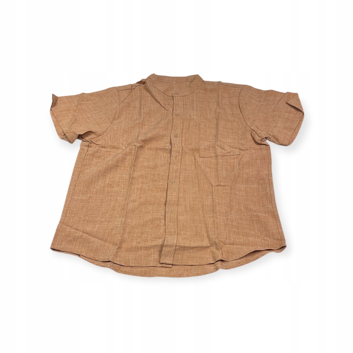 Męska koszula Old Money - stójka, krótki rękaw, rozmiar L