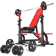 Ławki treningowe - Zestaw do treningu siłowego Marbo Sport ławka regulowana i stojaki pod sztangę - miniaturka - grafika 1