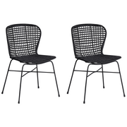 Krzesła - Beliani Zestaw 2 rattanowych krzeseł do jadalni czarny ELFROS - miniaturka - grafika 1