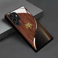 Etui i futerały do telefonów - TEMU Stylowy złoty z brązową teksturą wzór szklany etui na telefon for samsung for galaxy S25/S25 Plus/S25 Ultra/S24/S24 FE/S24 Plus/S24 - miniaturka - grafika 1