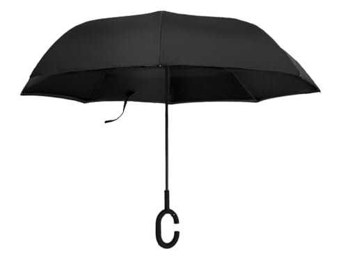 FORNOR Odwrócony parasol czarny Diam 108 x 80 cm, Czarny (Black)