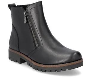 Botki damskie Rieker 78556-00 zimowe skórzane ocieplane na zamki czarne-40 - Botki damskie - miniaturka - grafika 1