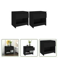 Szafki nocne - The Living Store Szafki nocne 2 szt. czarne 40x30x39 cm materiał drewnopochodny - miniaturka - grafika 1