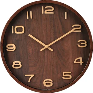 Zegar ścienny Home & Styling Collection tarcza w drewnianym stylu 30.5 cm Brązowy (8720573818537) - Zegary - miniaturka - grafika 1