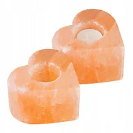 Świeczniki - Świecznik solny naturalny serce jonizator tealight - miniaturka - grafika 1