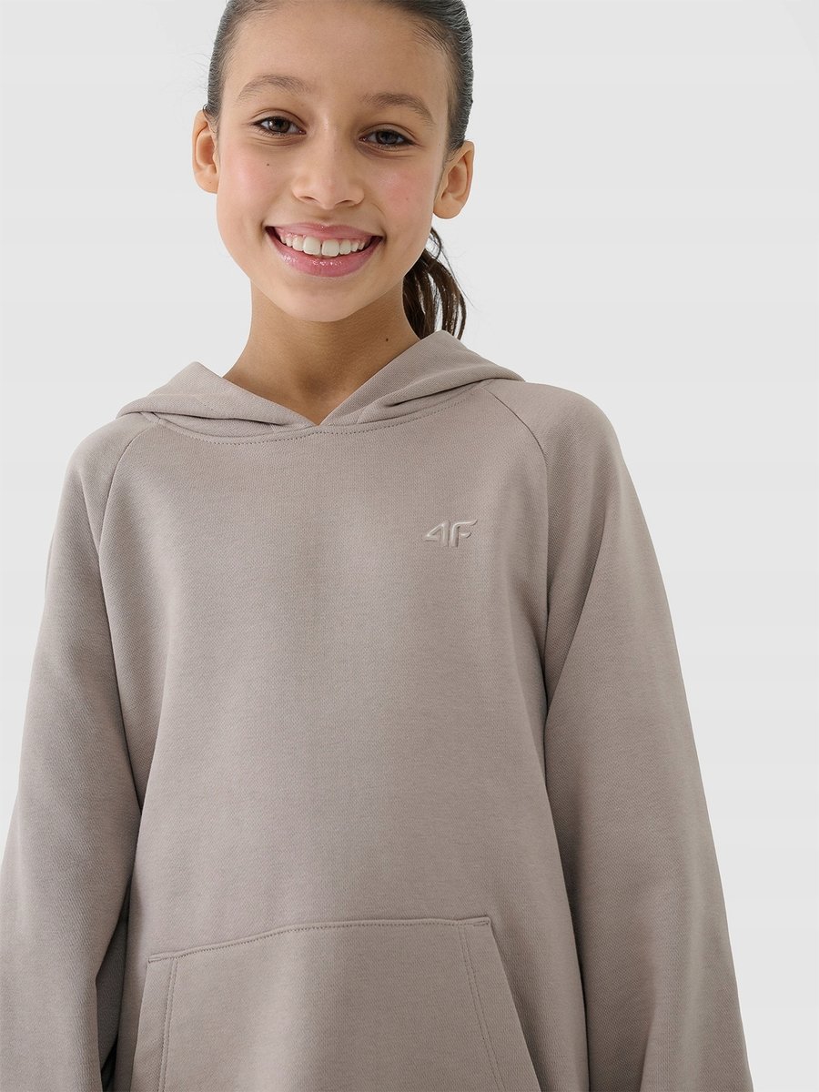 BLUZA DZIEWCZĘCA 4F DRESOWA NIEROZPINANA Z KAPTUREM TSWSF1478 SS25 128