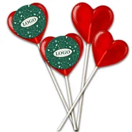 Gumy do żucia, lizaki, dropsy - Lizaki serce z logo reklamowe firmowe 50szt świąteczne - miniaturka - grafika 1