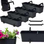 Donice - 4x Skrzynka balkonowa Ratolla z podstawką ISR700P Doniczka prostokątna + uchwyty - miniaturka - grafika 1