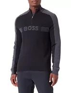 Bluzy męskie - BOSS Bluza męska Zirros z dzianiny, czarny, S - miniaturka - grafika 1