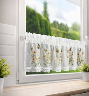 Firana 30 x 150 Dekoracyjna Gotowa Flora Biały+Żół - Firany - miniaturka - grafika 10