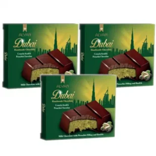 Alyan Dubajska Czekolada Mleczna z Nadzieniem Pistacjowym i Kunafą Zestaw 3 x 100 g - Czekolada - miniaturka - grafika 1